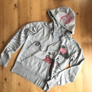 Disney 28 Minnie v-neck hoodie sweatshirt Size Medium